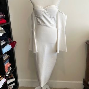 White off the shoulder bandage dress sz M